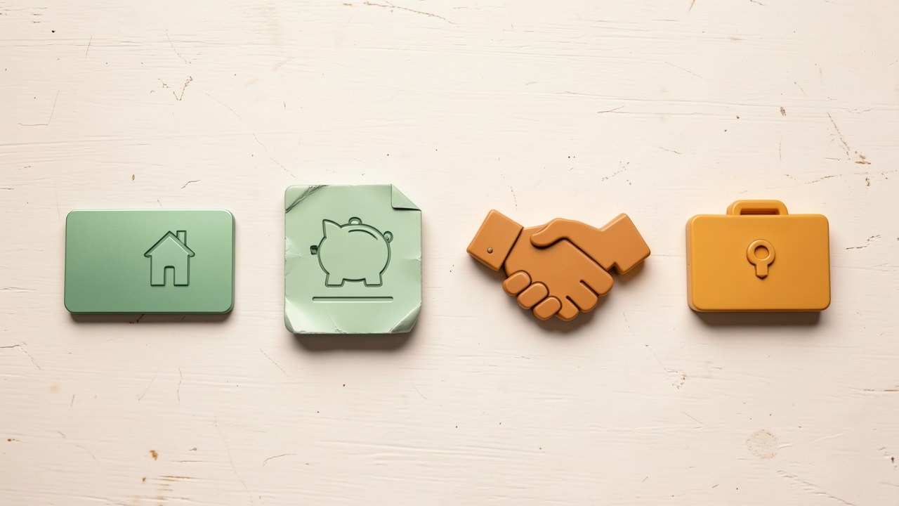 Four different financing icons: a credit card, a house, a 401k document, and a handshake, representing alternative funding options.