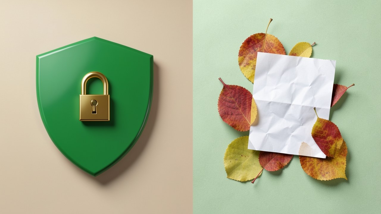 A split image of a shield with a lock (secured) next to an open hand (unsecured), representing loan types.